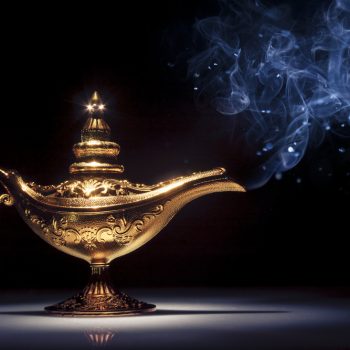 Aladdin,Magic,Lamp,On,Black,With,Smoke